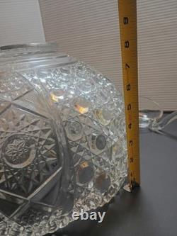 L E Smith Crystal Daisy and Button Punch Bowl 12 Cups, Glass Ladle beautiful con