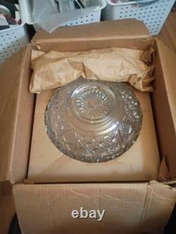 L E Smith Crystal Daisy and Button Punch Bowl 12 Cups, Glass Ladle beautiful con