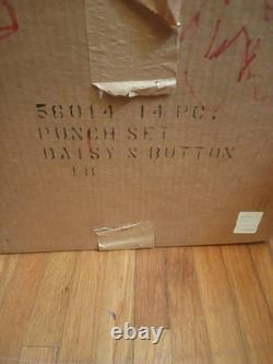 L E Smith Crystal Daisy and Button Punch Bowl 12 Cups, Glass Ladle beautiful con