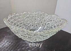 L. E. Smith Cut Clear Glass Daisy & Button Punch Bowl Vintage 13Tall X 16.5Wide