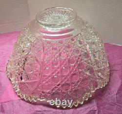 L. E. Smith Cut Clear Glass Daisy & Button Punch Bowl Vintage 13Tall X 16.5Wide