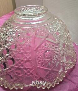 L. E. Smith Cut Clear Glass Daisy & Button Punch Bowl Vintage 13Tall X 16.5Wide