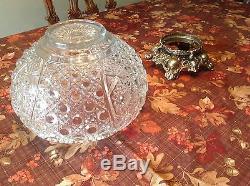 L. E. Smith Daisy & Button Thick Glass Punch Bowl withmetal stand 23 Glass Cups