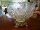 L E Smith Glass Clear Pinwheel & Star Slewed Horseshoe 15 piece Punch Bowl Set