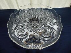 L E Smith Glass Clear Pinwheel & Star Slewed Horseshoe 20 piece Punch Bowl Set