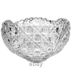 L E Smith Glass Company Daisy & Button Punch Bowl Set with 17 Cups-Excellent
