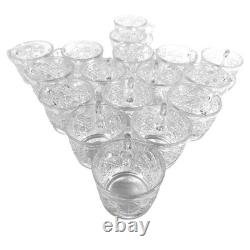 L E Smith Glass Company Daisy & Button Punch Bowl Set with 17 Cups-Excellent