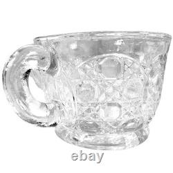 L E Smith Glass Company Daisy & Button Punch Bowl Set with 17 Cups-Excellent