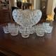 L. E. Smith Glass Cupped Punch Bowl 12 matching cups Daisy & Button pattern