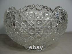 L. E. Smith Glass Cupped Punch Bowl & 15 Cups In The Daisy & Button Pattern