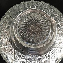 L E Smith Glass Daisy Button Punch Bowl with Pedestal Stand