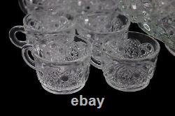 L. E Smith Glass Daisy and Button Punch Bowl, 18 Punch Cups and Punch Ladle