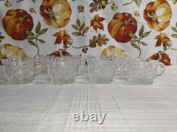 L E Smith Glass Daisy and Button Punch Bowl, Silver Stand, 12 Cups, Glass Ladle