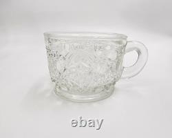 L E Smith Glass Daisy and Button Punch Bowl, Silver Toned Stand, 22 Cups (READ)