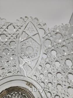 L E Smith Glass Daisy and Button Punch Bowl, Silver Toned Stand, 22 Cups (READ)