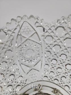 L E Smith Glass Daisy and Button Punch Bowl, Silver Toned Stand, 22 Cups (READ)