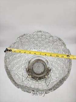 L E Smith Glass Daisy and Button Punch Bowl, Silver Toned Stand, 22 Cups (READ)