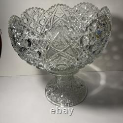 L E Smith Glass Daisy and Button punch bowl and pedestal set 12 Cups