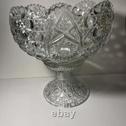 L E Smith Glass Daisy and Button punch bowl and pedestal set 12 Cups