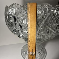 L E Smith Glass Daisy and Button punch bowl and pedestal set 12 Cups