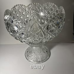 L E Smith Glass Daisy and Button punch bowl and pedestal set 12 Cups