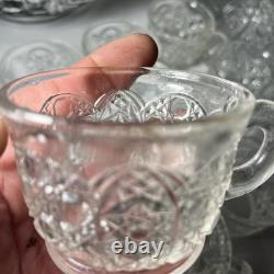 L E Smith Glass Daisy and Button punch bowl and pedestal set 12 Cups