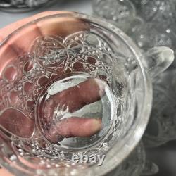 L E Smith Glass Daisy and Button punch bowl and pedestal set 12 Cups