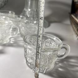 L E Smith Glass Daisy and Button punch bowl and pedestal set 12 Cups