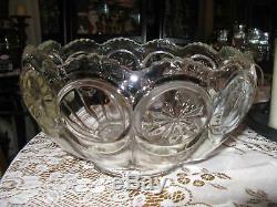 L E Smith Glass Moon & Stars Punch Bowl with 10 Cups & Underplate & ladle