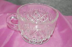 L. E. Smith Glass Pineapple Fan Punch Bowl Set Silver Plate Ladle 18 Cups M3934