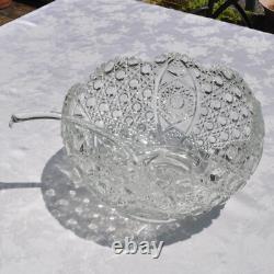 L. E. Smith Glass Punch Bowl Set Daisy & Button Ladel & 18 Cups 20pcs total Vtg