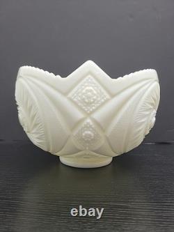 L. E. Smith Milk Glass Aztec Large Bowl with Pedestal & 12 Cups Punch Set