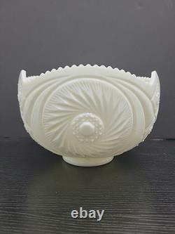 L. E. Smith Milk Glass Aztec Large Bowl with Pedestal & 12 Cups Punch Set