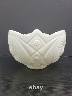 L. E. Smith Milk Glass Aztec Large Bowl with Pedestal & 12 Cups Punch Set