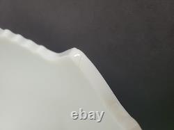 L. E. Smith Milk Glass Aztec Large Bowl with Pedestal & 12 Cups Punch Set