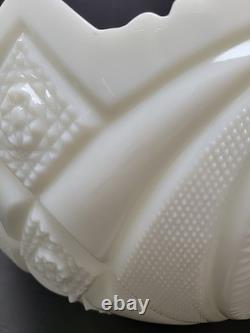 L. E. Smith Milk Glass Aztec Large Bowl with Pedestal & 12 Cups Punch Set