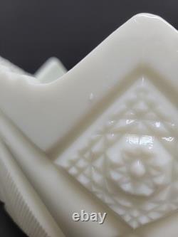 L. E. Smith Milk Glass Aztec Large Bowl with Pedestal & 12 Cups Punch Set