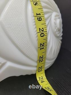 L. E. Smith Milk Glass Aztec Large Bowl with Pedestal & 12 Cups Punch Set