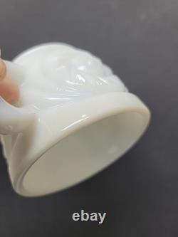 L. E. Smith Milk Glass Aztec Large Bowl with Pedestal & 12 Cups Punch Set