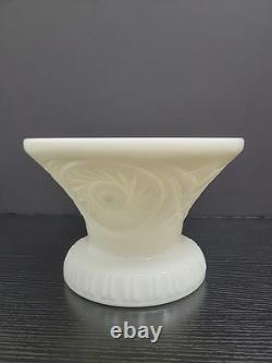 L. E. Smith Milk Glass Aztec Large Bowl with Pedestal & 12 Cups Punch Set