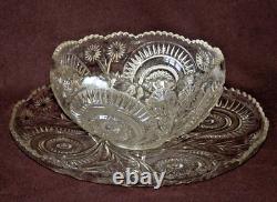 L. E. Smith PUNCH BOWL & Underplate + 12 Cups SLEWED HORSESHOE VG Vintage Cond