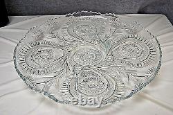 L E Smith Punch Bowl 3-Piece Set Pinwheels & Stars No Cups Vintage L2602