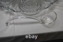 L E Smith Punch Bowl 3-Piece Set Pinwheels & Stars No Cups Vintage L2602