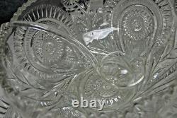 L E Smith Punch Bowl 3-Piece Set Pinwheels & Stars No Cups Vintage L2602