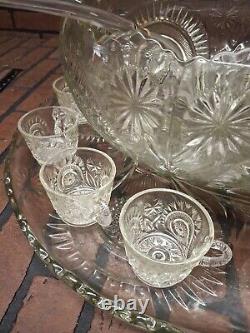 L. E. Smith Punch Bowl And Platter And 12 Cups Pinwheel Pattern