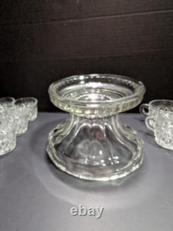 L. E. Smith Punch Bowl set Pineapple With Petestal 18 Cups SET