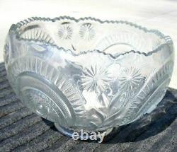 L. E. Smith Slewed Horseshoe Complete 15 Pc Punch Bowl Set Pinwheel & Stars