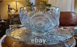 L. E. Smith Slewed Horseshoes Punch Bowl Cups & Glass Ladle