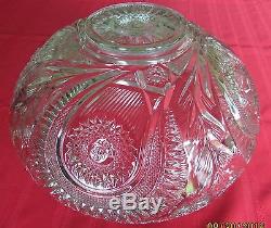 L. E. Smith Very Large Glass Punch Bowl & Underplate 22 Wide Slewed Horseshoe
