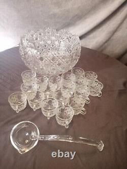 L. E. Smith Vintage 20pc Glass Punch Bowl Set